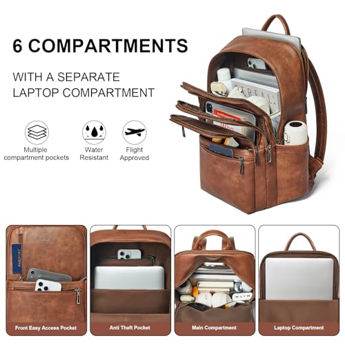 Mochila para laptop de cuero sintético 17 pulgadas para mujer miniatura 4