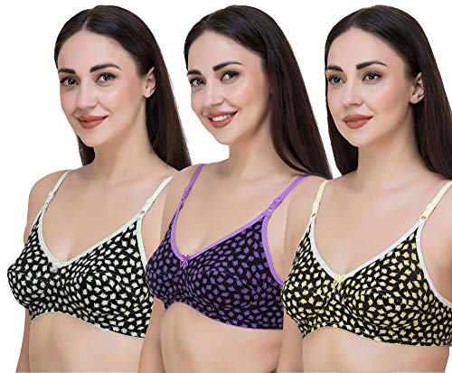 Image of Fasense Women's Cotton Leaf Print Medium Coverage Wire Free Non Padded Bra