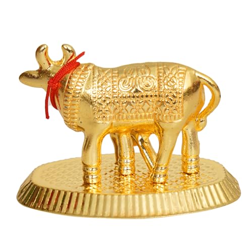 Image of Craftam Oxidized Metal Religious kamdhenu Cow with Calf Handmade Handicraft Idol for Home Decor Gift Item