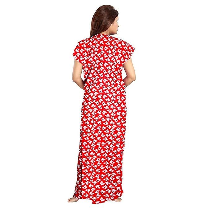 Image of Nighty for Women Cotton Printed Maxi Gown Ankle Length Nighty Night Dress Gown for Women Maxi - (Pack of 2)