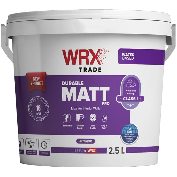 WRX Trade Durable Matt Pro – Premium Quality Water-Based Scrubbable Interior Matt Finish Paint for Walls and Ceilings White (5 Liters) — image 1