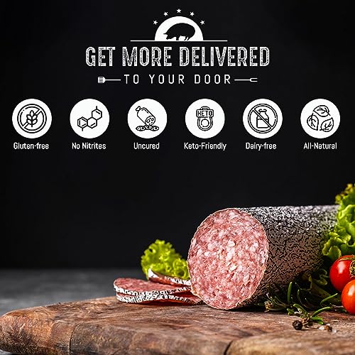 Foustman's Salami Hot Toscano Pork Artisanal, Nitrate-Free, Naturally Cured, Gluten-Free, Dairy-Free, 8 Oz Sticks #TOP5