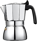 ZUWIT Herdplatte Kaffeemaschine, 304 Edelstahl, italienischer Espressokocher, kubanische und italienische Kaffeemaschine, Greca Cafe Mokkakanne, 6 Tassen 284 ml Induktion Mokkakanne, Cafetera Silber