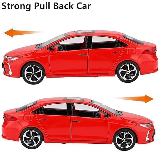 Image of 1:32 Toyota Corola Alloy Diecast Pullback Metal Car Toy with Sound Light & Opening Doors - Great Gift Toy for Kids | Color as per Stock