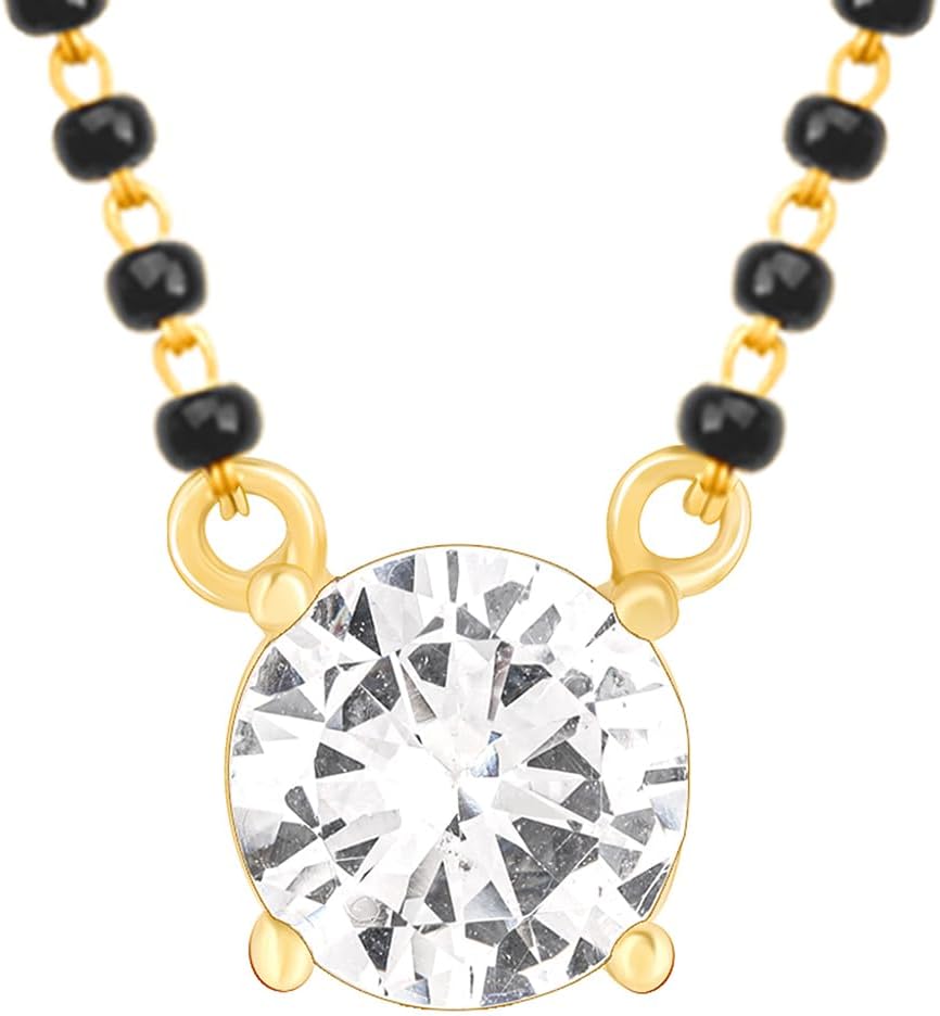 925 Silver Golden Classic Mangalsutra| Black Bead Necklace to Gift Women | With Certificate of Authenticity and 925 Stamp | 6 Months Warranty*