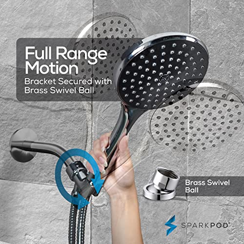 Sparkpod High Pressure Handheld Shower Head With Hose - Huge 6-Inch Rainfall Shower Head, Extra Long 6Ft. Hose & Adjustable Bracket- Luxury Showerheads- 1-Min Installation (Luxury Polished Chrome) #TOP6