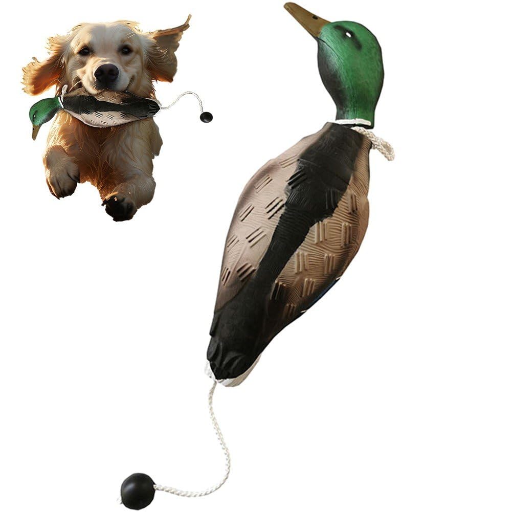 Dog Training Duck Dummy Trainer with Throwing Toggle, Dog Retrieval Training Toys Bird Dummy Mallard Mimics Duck Bumper Toy for Puppies Hunting Dogs
