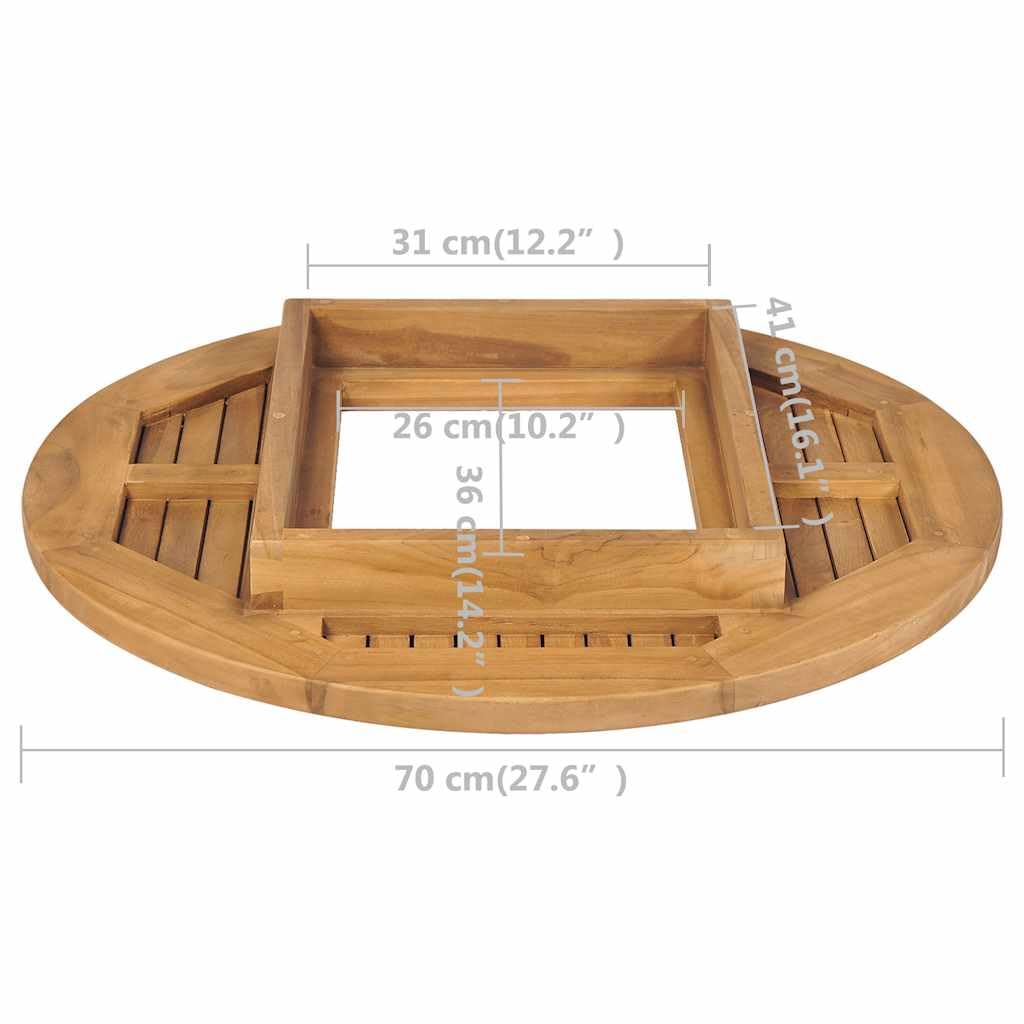 vidaXL Teak Bierkastentisch Bierkisten Tischaufsatz Stehtisch Bartisch Bistrotisch Holztischplatte Tischplatte Balkon Garten 70cm Braun