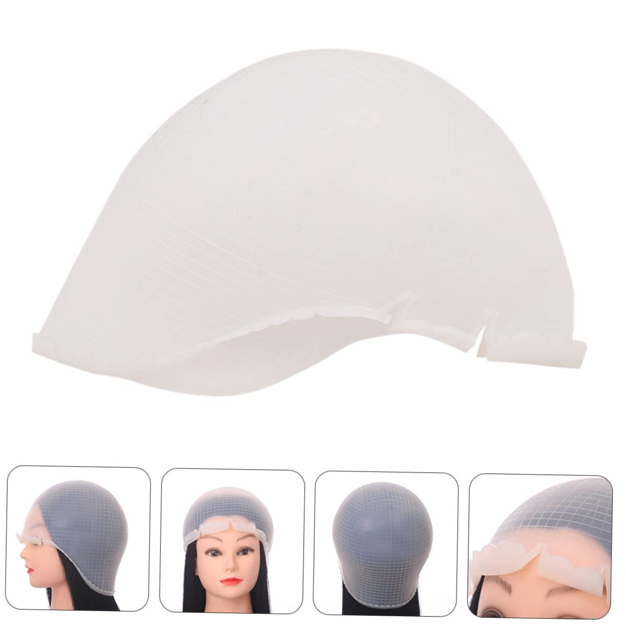 Healeved 2set Silicone Hair Highlighting Cap Dyeing Tool Crochet Needle for Professional Hair Coloring and Home Use
