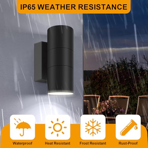 Image of Kerry Outdoor Wall Lights, Mains Powered, IP65, Up Down, Black 2 Pack
