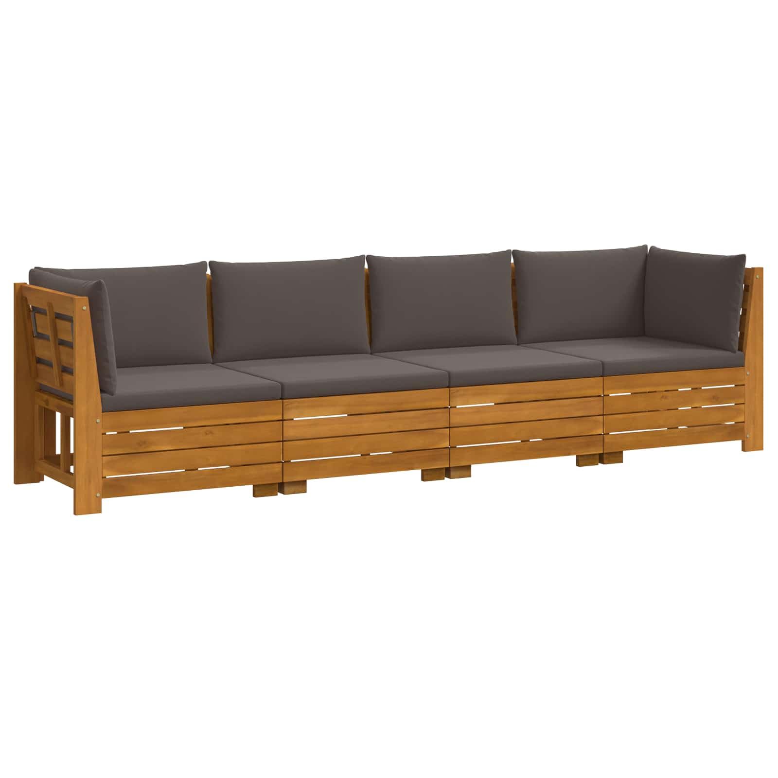 Outdoor-Sofagarnitur 4-Teilig Akazie Massivholz mit Kissen Braun