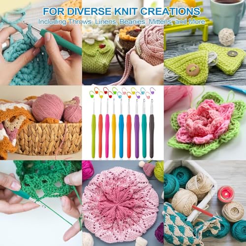 Image of Crochet Kit with Soft Grip Handles - Full Crochet Hook Set for Beginners & Yarn Lovers - Ergonomic Crochet Tools for DIY Craft & Gifting (Multicolor Hook KIT)
