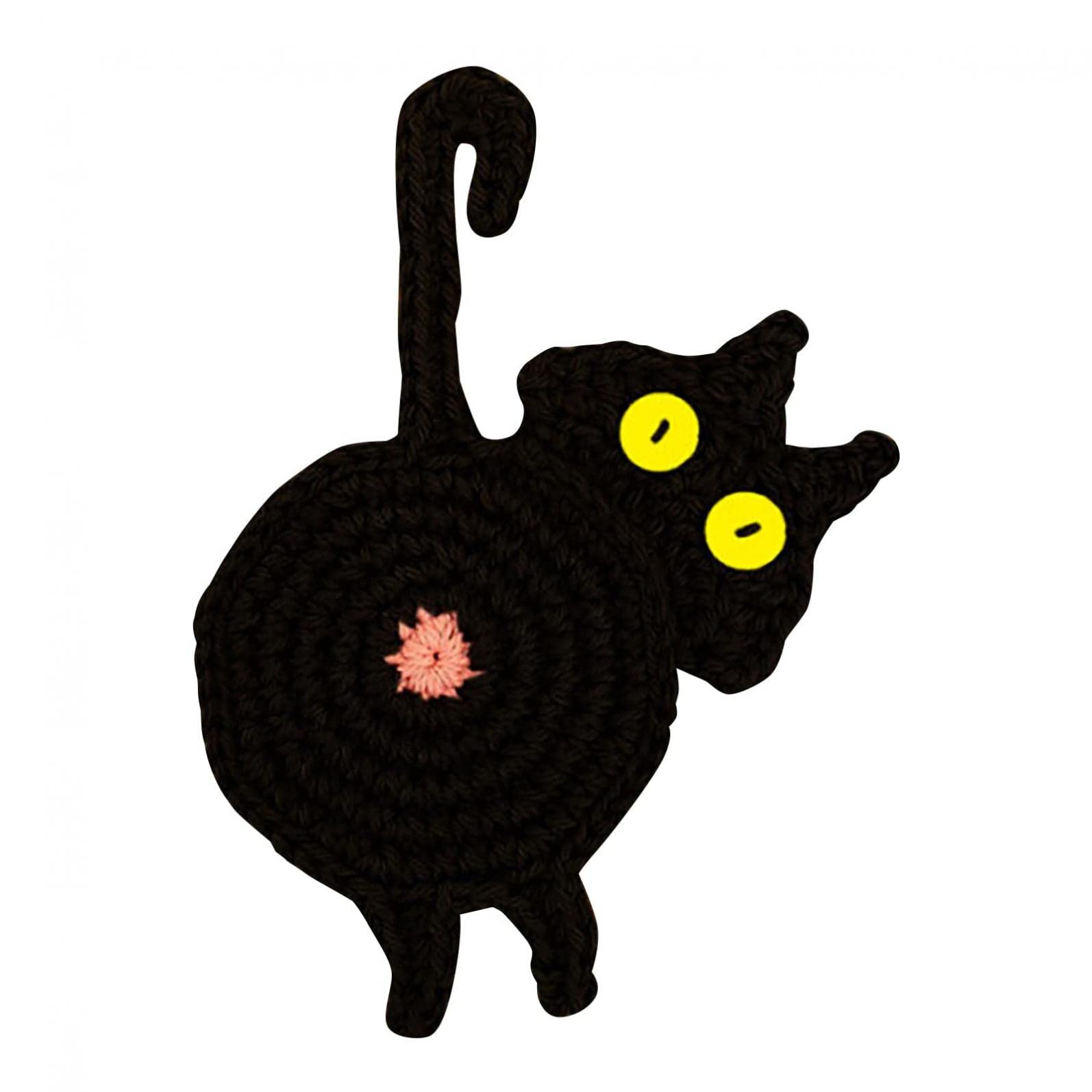 Cat Butt Coasters - Cat Lovers Drink Coasters, Funny Crochet Cat Butt Drink Cup Mat Mug Coaster, Novelty Gift Idea for Cat Moms & Dads (H)