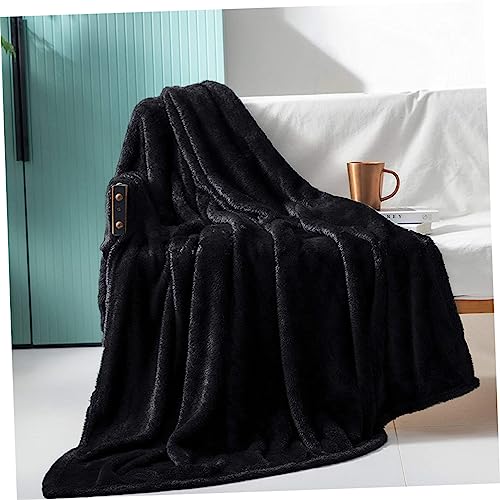Couverture moelleuse et peau agréable plaid noir uni en polyester