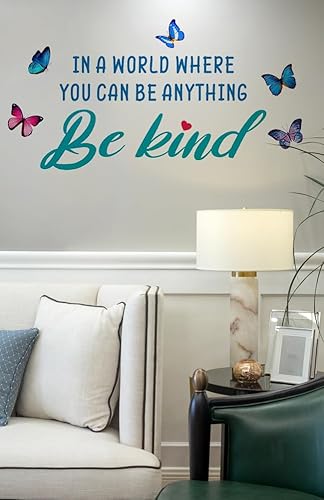 Calcomanías de pared con citas inspiradoras, diseño de mariposa, en un mundo donde puedes ser cualquier cosa, calcomanías de pared con texto