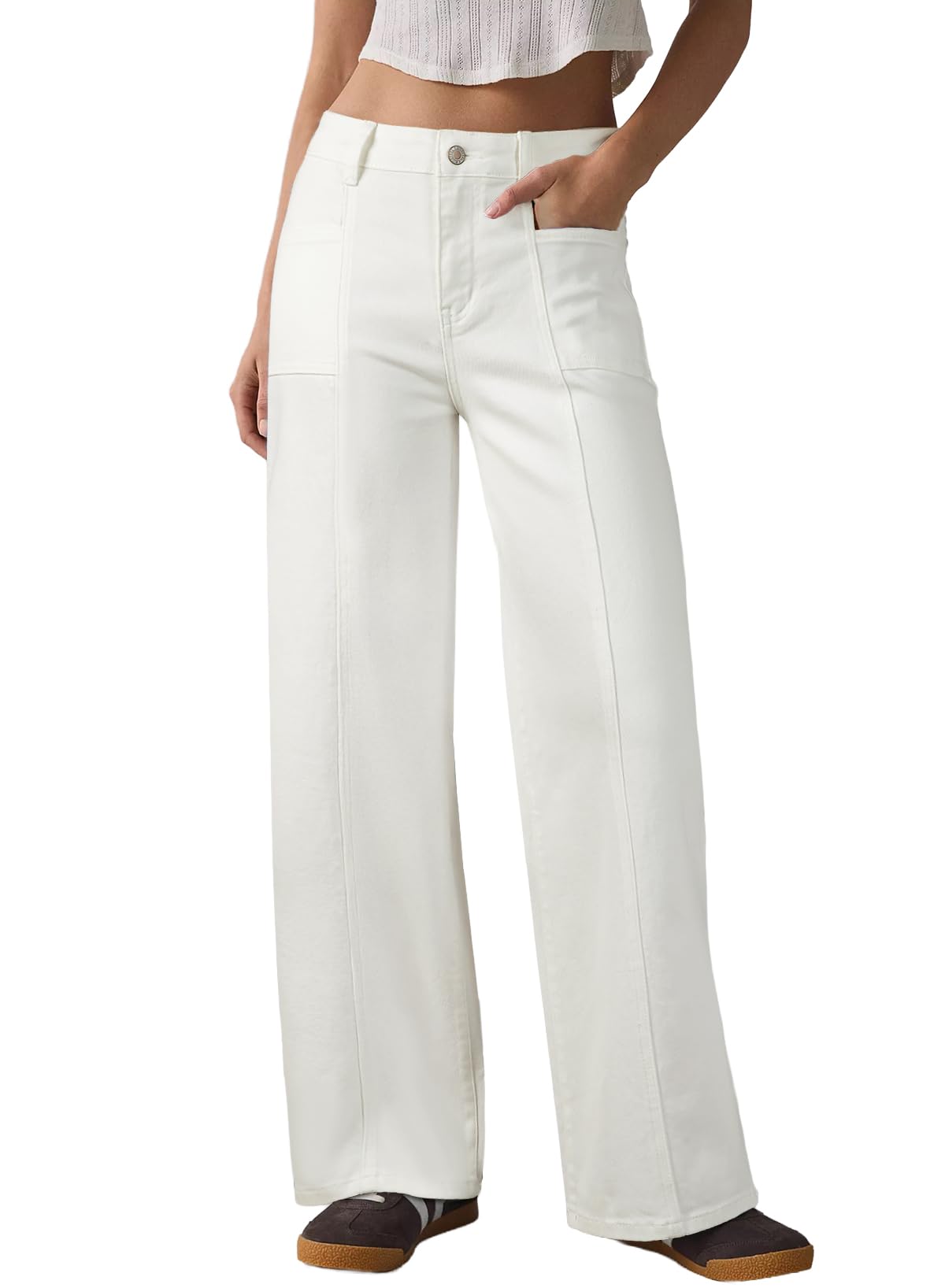 Sidefeel Womens Wide Leg Jeans High Waisted Stretchy Straight Leg Baggy Denim Pants