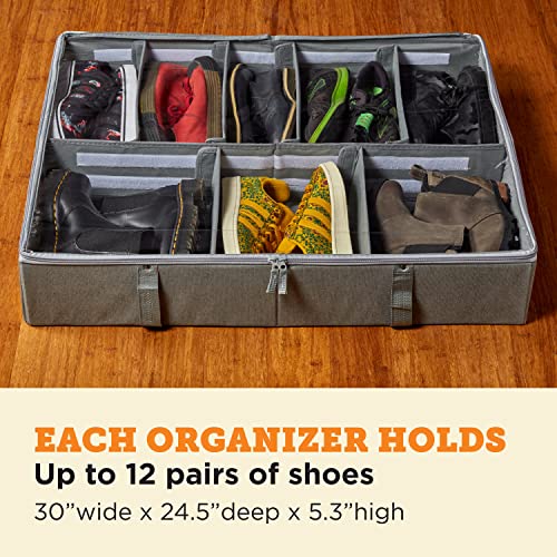 Storagelab Under Bed Storage Containers, 2-Pack Underbed Shoe Organizer With Adjustable Dividers, Clear Windows, And Sturdy Handles, Use As Clothes Organizer, Blanket Organizer, Toy Storage (Set Of 2) #TOP2