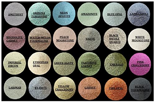 Poudre de pierres précieuses naturelles (24 lots de 25 carats) pour résine et bois