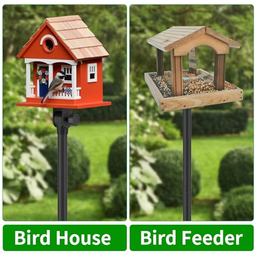 IOEN 97-Inch Bird Feeder Pole,Adjustable Bird House Pole Stand with Squirrel Baffle,Heavy Duty Adjustable Height Metal Birdfeeder Poles for Outdoor (Bird House Not Included)