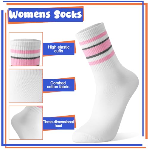 Jspupifip 6 Pair Retro Striped Socks for Women Vintage Crew Soft Comfortable Fashionable Casual Vintage Crew Calf Tube Sock2