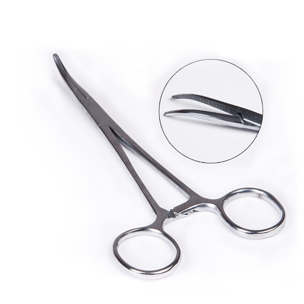 TOPIND Fishing Forceps Hemostatic Forcep Stainless Steel Curved Clamp Locking Curved Hemostat Fishing Tools