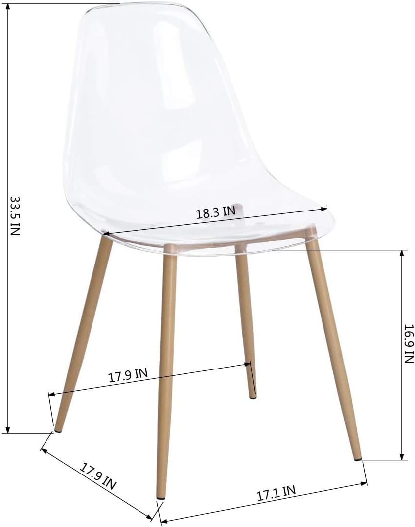 Black Friday - 50% OFF GreenForest Acrylic Ghost Chairs Clear Dining Chairs with Crystal Transparent Seat,Modern Mid Century Dining Chairs Set of 4, Plastic Shell Accent Side Chairs for Kitchen,Lounge