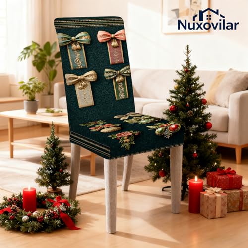 Image of Nuxovilar Bow Ornament Green Stretch 23.6x70in 6PCS Chair Covers