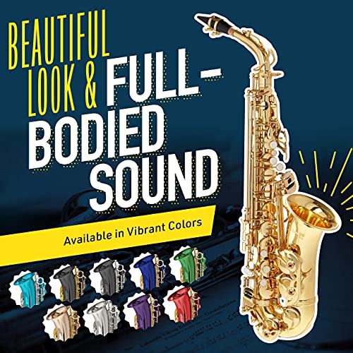 Mendini By Cecilio Eb Alto Saxophone - Case, Tuner, Mouthpiece, 10 Reeds, Pocketbook- Mas-Bk R E Flat Musical Instruments #TOP6