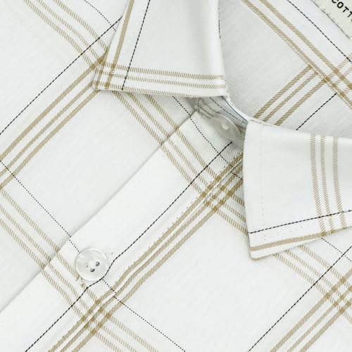 Image of GHPC 100% Cotton Checkered Half Sleeves Regular Fit Formal Shirt for Men