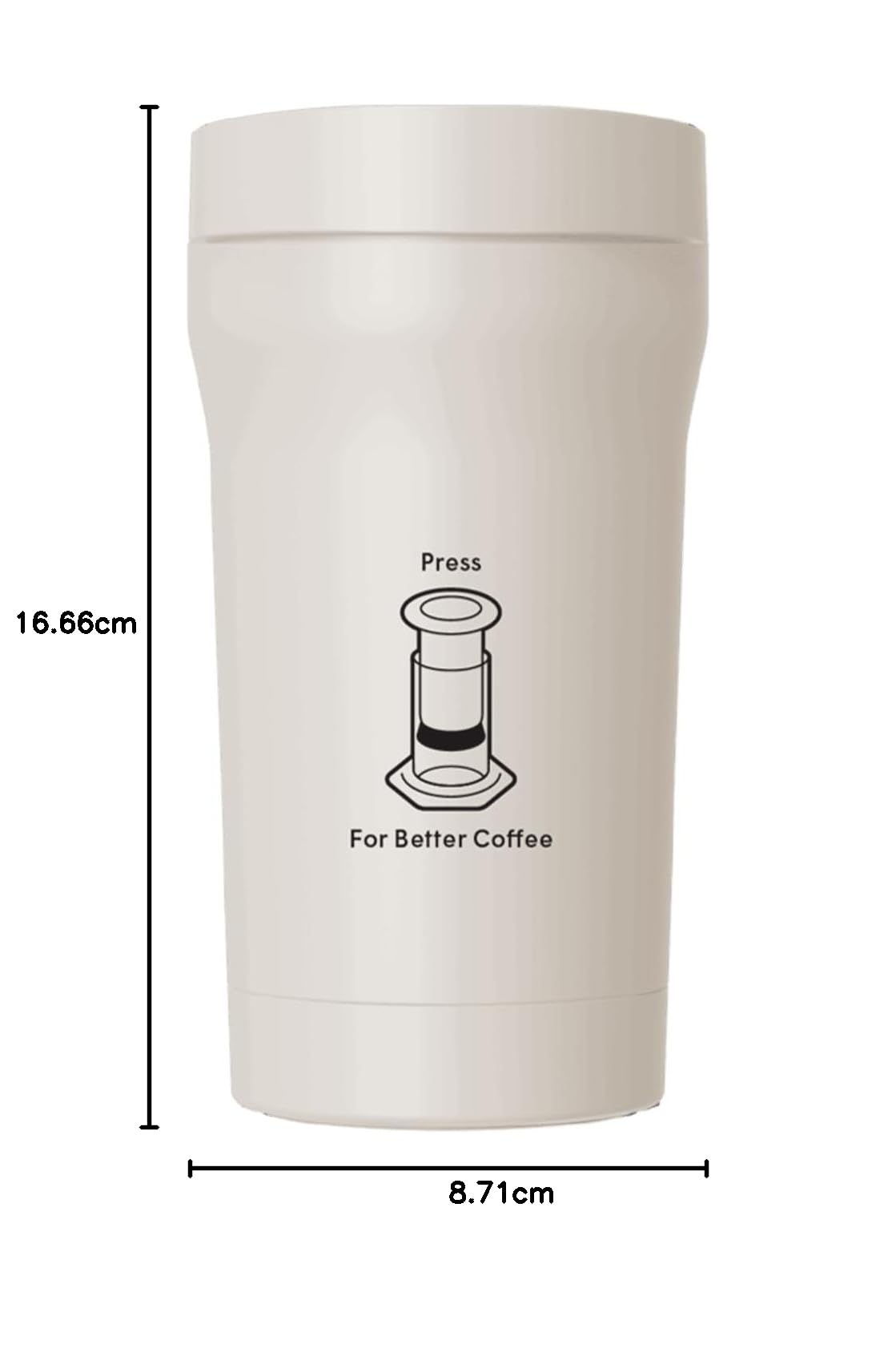 AeroPress Reise-Kaffeebecher, isolierter Edelstahl-Kaffeebecher mit doppelwandiger Vakuumisolierung, spritzwassergeschütztem Deckel, Filteraufbewahrung, passt in Getränkehalter, 16 oz (Creme)