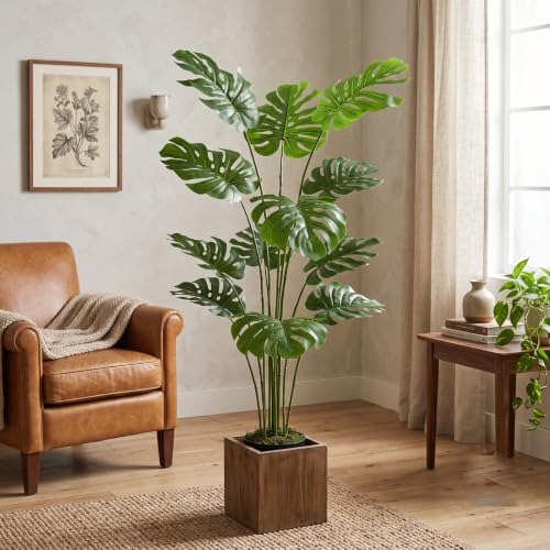 ENUTROF 5ft Artificial Monstera Plants with Basic Pot for Gifitin...