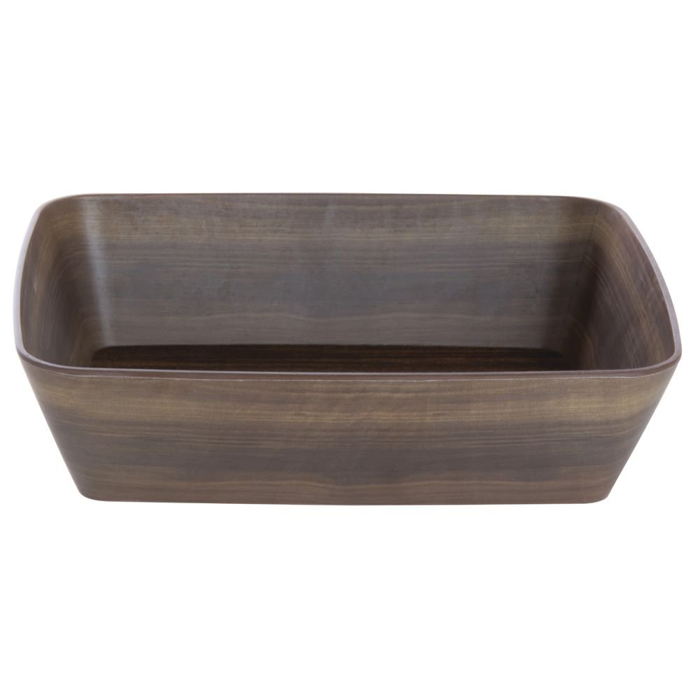 Serving Bowl Dark Brown Wood Bowl Soft Square - 13"L x 10 1/2"w x 3 1/5"H by HUBERT – Melamine, Brown, Model M2342-DK WOOD