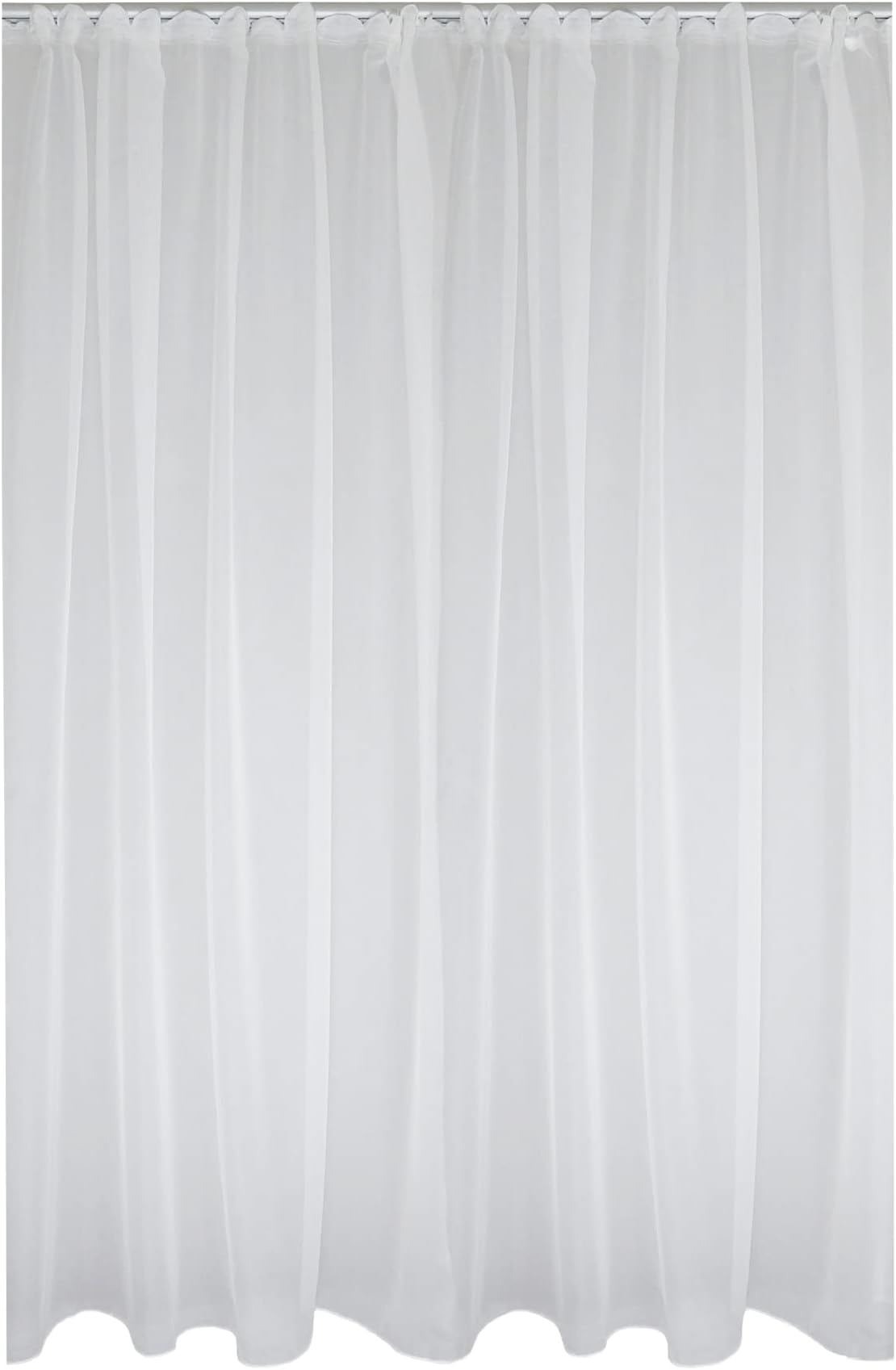 Voile Curtain Emotion White Organza Curtain Tape Classic Transparent Short, Medium or Long #1309, Fabric, White, 140x175