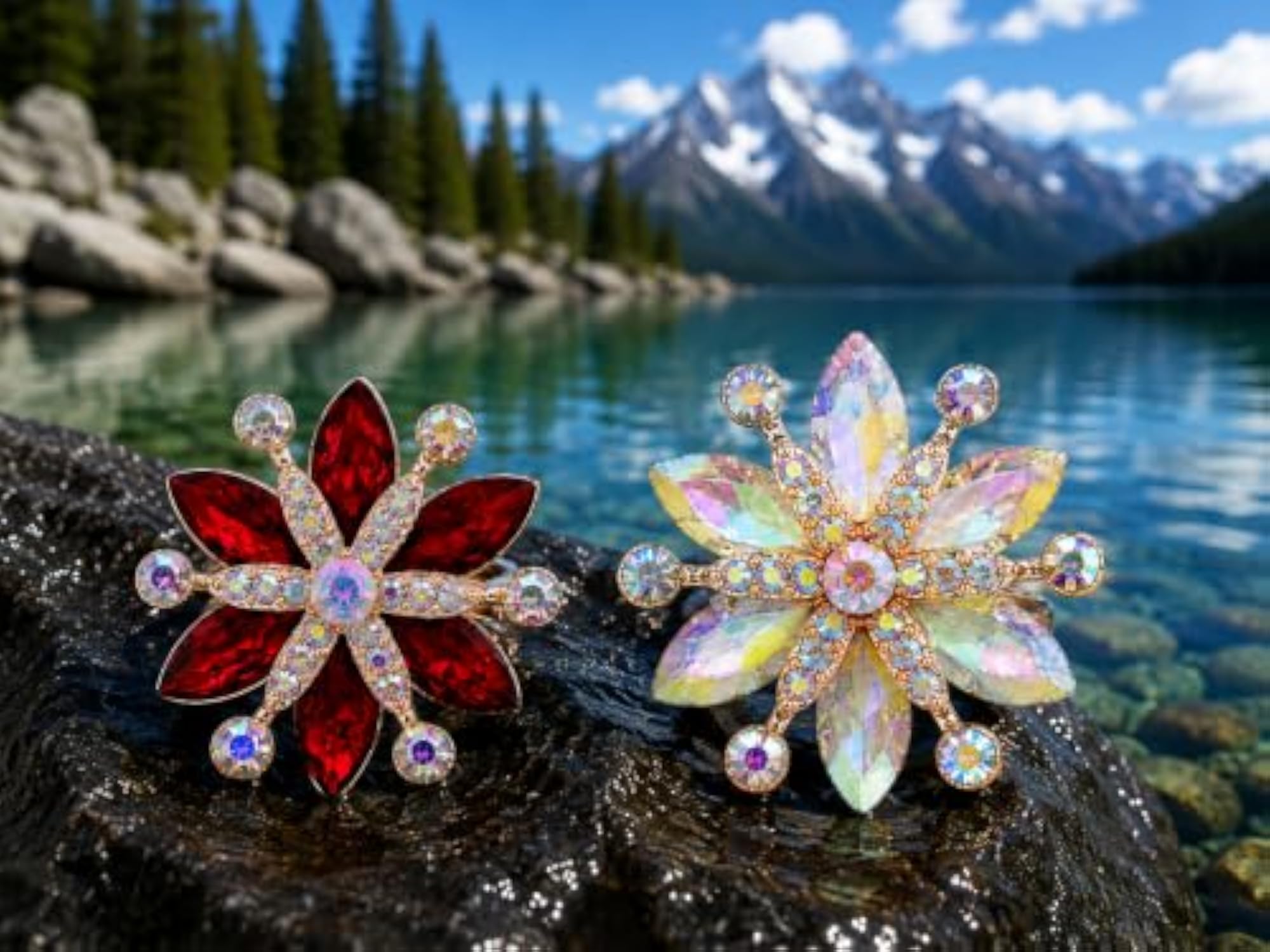 2pc Floral Cocktail Rings Combo, Vintage Statement Design