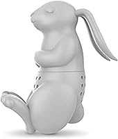 Vista 1 de Genuine Fred, BREW BUNNY, infusor de té reutilizable de silicona con forma de conejo, gris, divertido regalo para amantes del té, ingenioso gadget