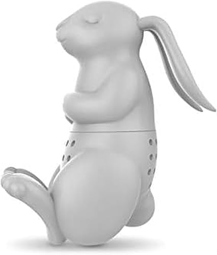 Genuine Fred, BREW BUNNY, infusor de té reutilizable de silicona con forma de conejo, gris, divertido regalo para amantes del té, ingenioso gadget