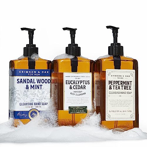 Body Prescriptions Crimson & Oak Men's Deep Cleansing Hand Soap with Pump Dispenser, 17 Fl Oz (Pack of 3), Multi