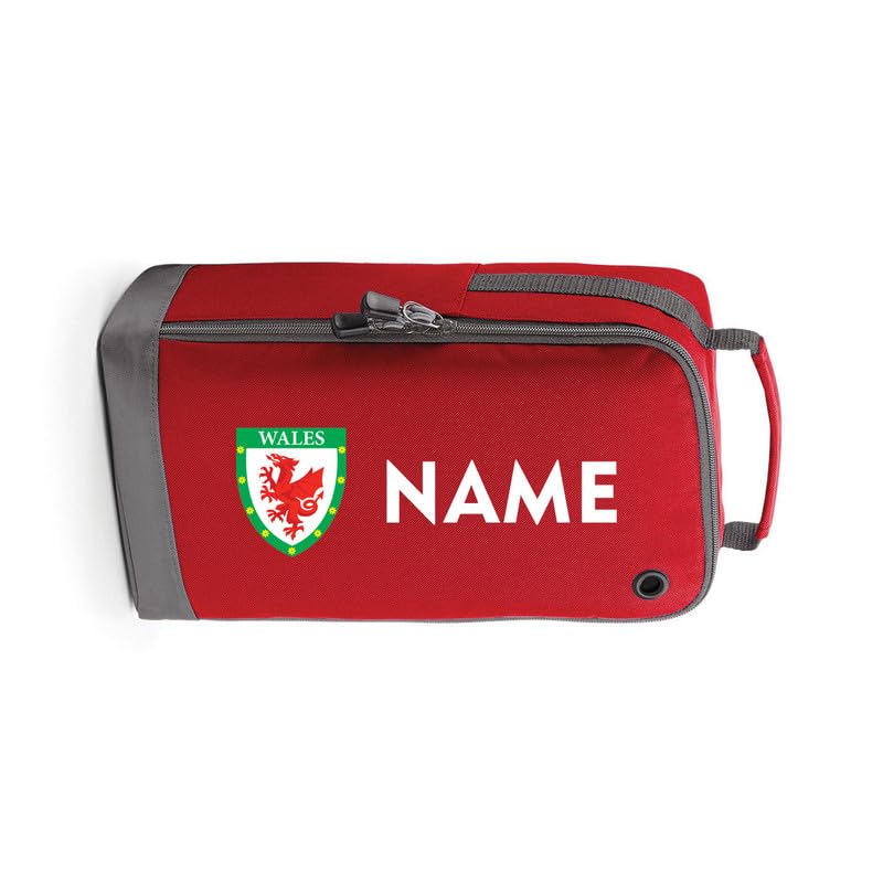 Personalised Childrens Wales Football Rugby Boot Bags Sports School Dancing Gym PE Accessories Ventilated Custom Shoe Kit Bag