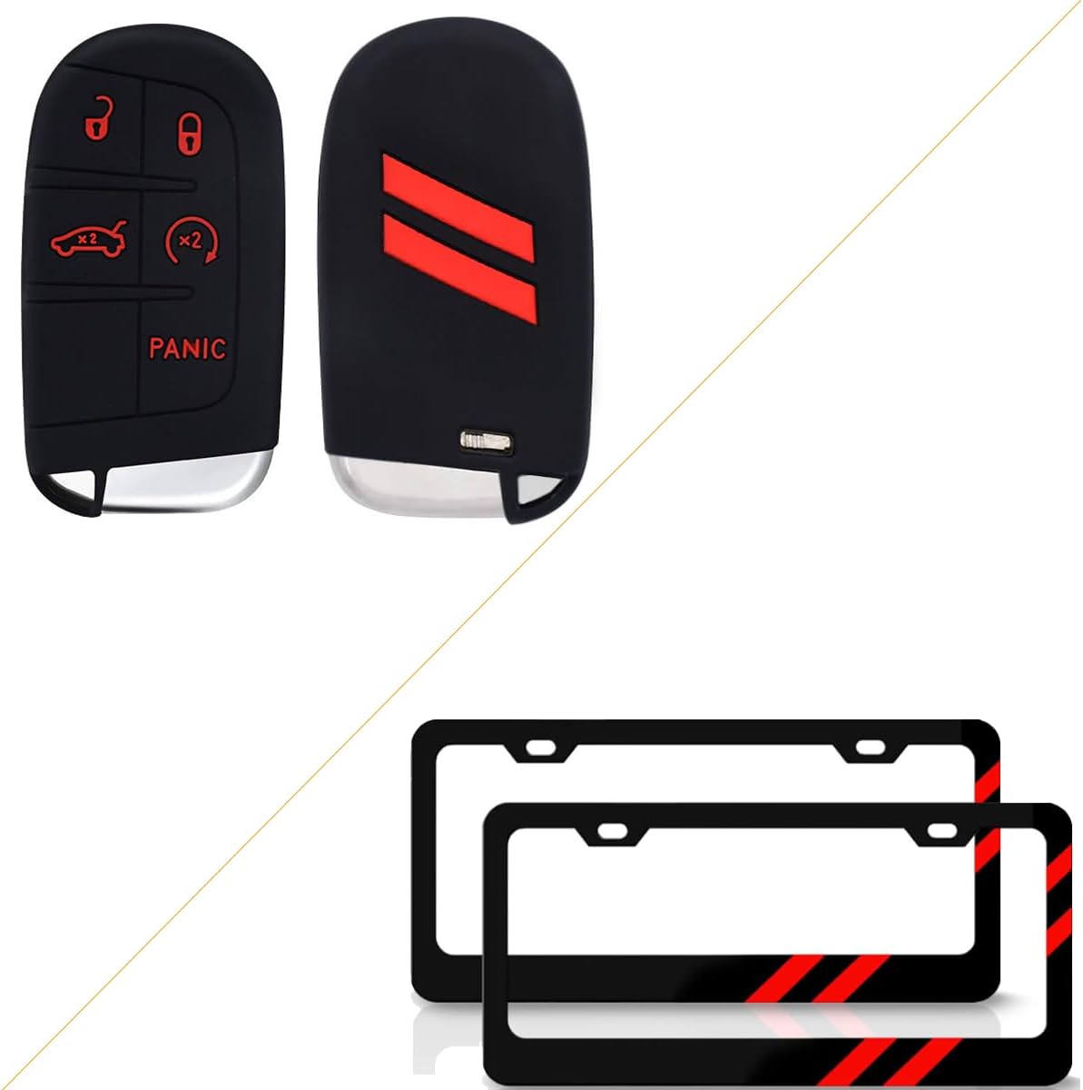 Key Fob Cover and 2 PCS Matte License Plate Frames for Dodge Accessories