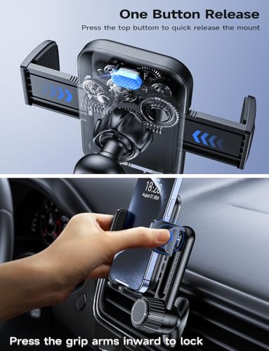 Handyhalterung Auto Handy Halterung Autohalterung: Universale Lüftung Handyhalter, EIN-Knopf-Release & 360 Grad Vent KFZ Halterung für iPhone 16/15/14/13/12 Pro Max Plus, Samsung, Huawei, Xiaomi, usw 4