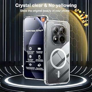 Fitudoos Cover per Xiaomi Redmi Note 15 pro 5G, Compatibile Con MagSafe, Custodia protettiva antiurto per cellulare, anti-ingiallimento, anti-olio e anti-graffio Cover- Trasparente