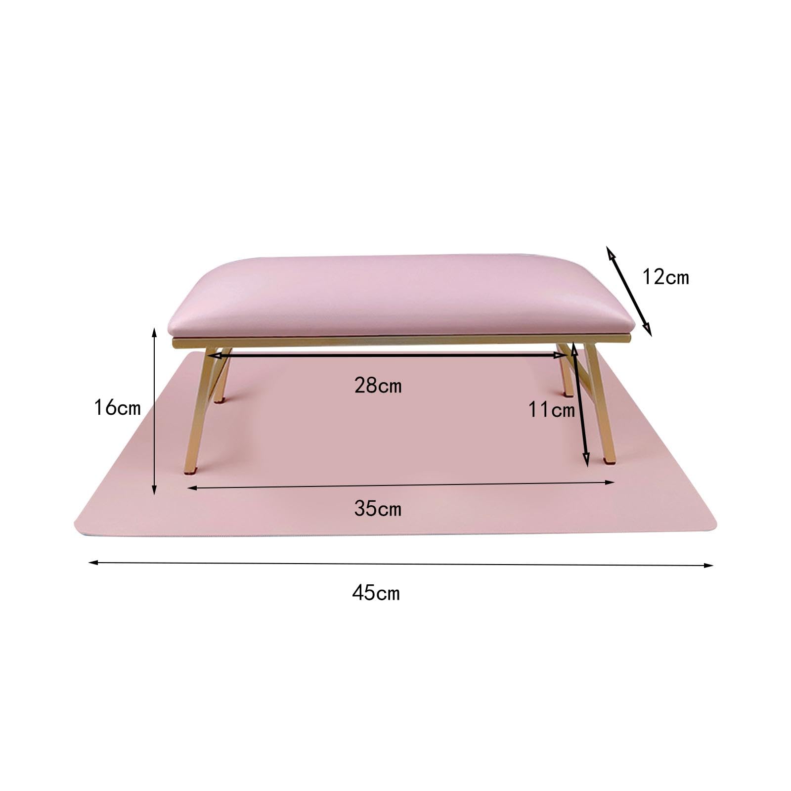 Almohada para Uñas Set Cojín Reposabrazos Tapete Manicura Relleno Suave Impermeable Estructura Metal Duradera Adecuada para Manicuristas Estudiantes, Rosado