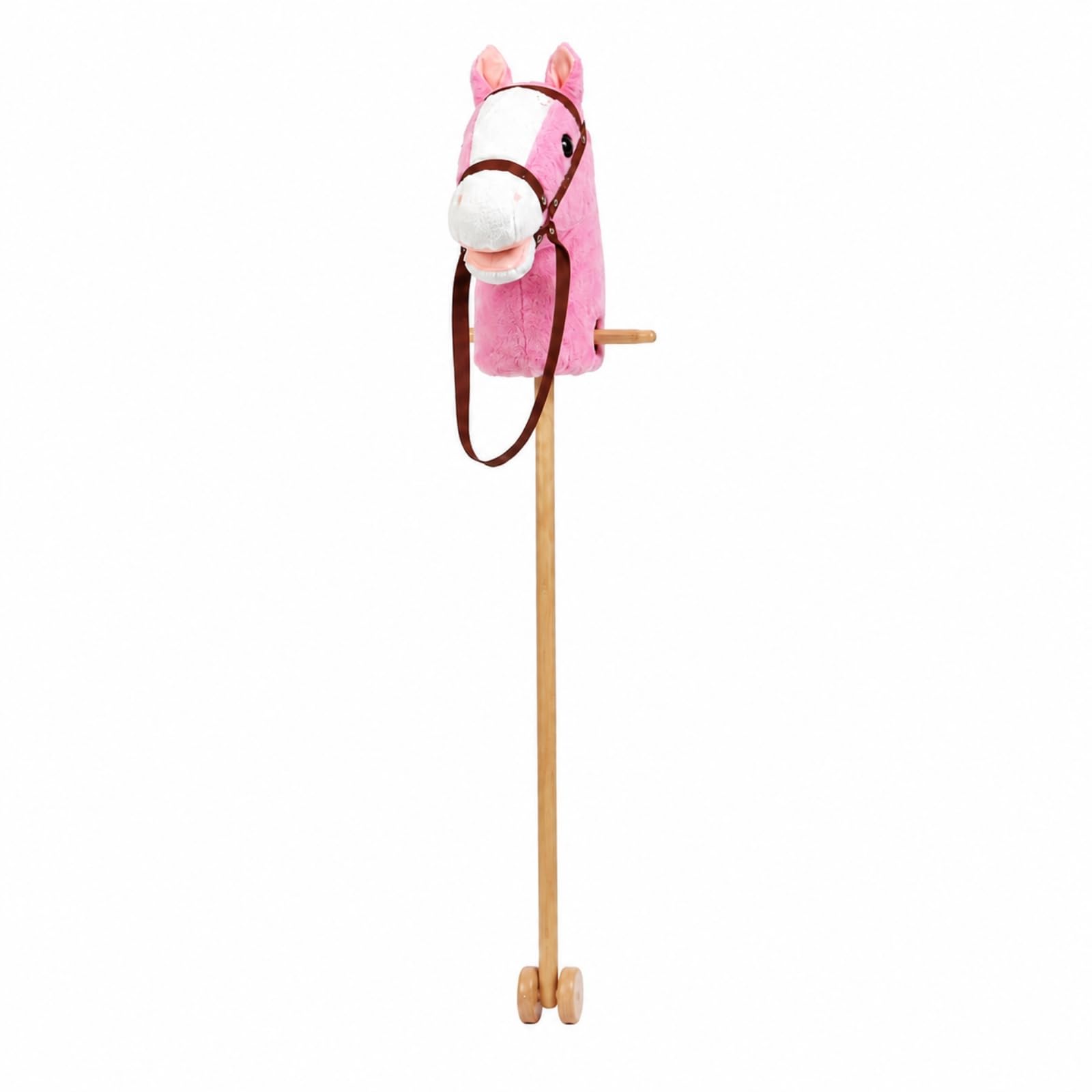 Almencla Bastone con Cavezza e Redini Leggero di Peluche con Bastone e Ruote Educativo Cavalluccio a per Bambini, Travestimenti,