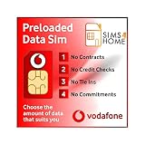 Sims4Travel Prepaid Vodafone Sim Card Preloaded with Unlimited UK 4G/5G Data. (Valid for 30 Days). N