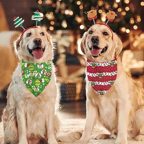 Christmas-Dog-Bandana-Puppy-Scarf-Merry-Christmas-Dog-Outfits-2-Pcs-Adjustable-Holiday-Party-Birthday-Triangle-Reversible-Dog-Bandanas-for-Small-Medium-Large-Dogs Christmas Dog Bandana Puppy Scarf Merry Christmas Dog Outfits 2 Pcs Adjustable Holiday Party Birthday Triangle Reversible Dog Bandanas for Small Medium Large Dogs