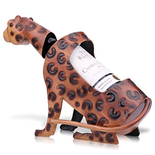 Sangmei Leopard Wine Shelf Leopard Wine Shelf Escultura de metal Escultura prática Decoração para ca