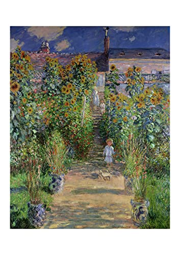 Impression Claude Monet Jardin Monets cadre mat XL pour décoration murale élégante