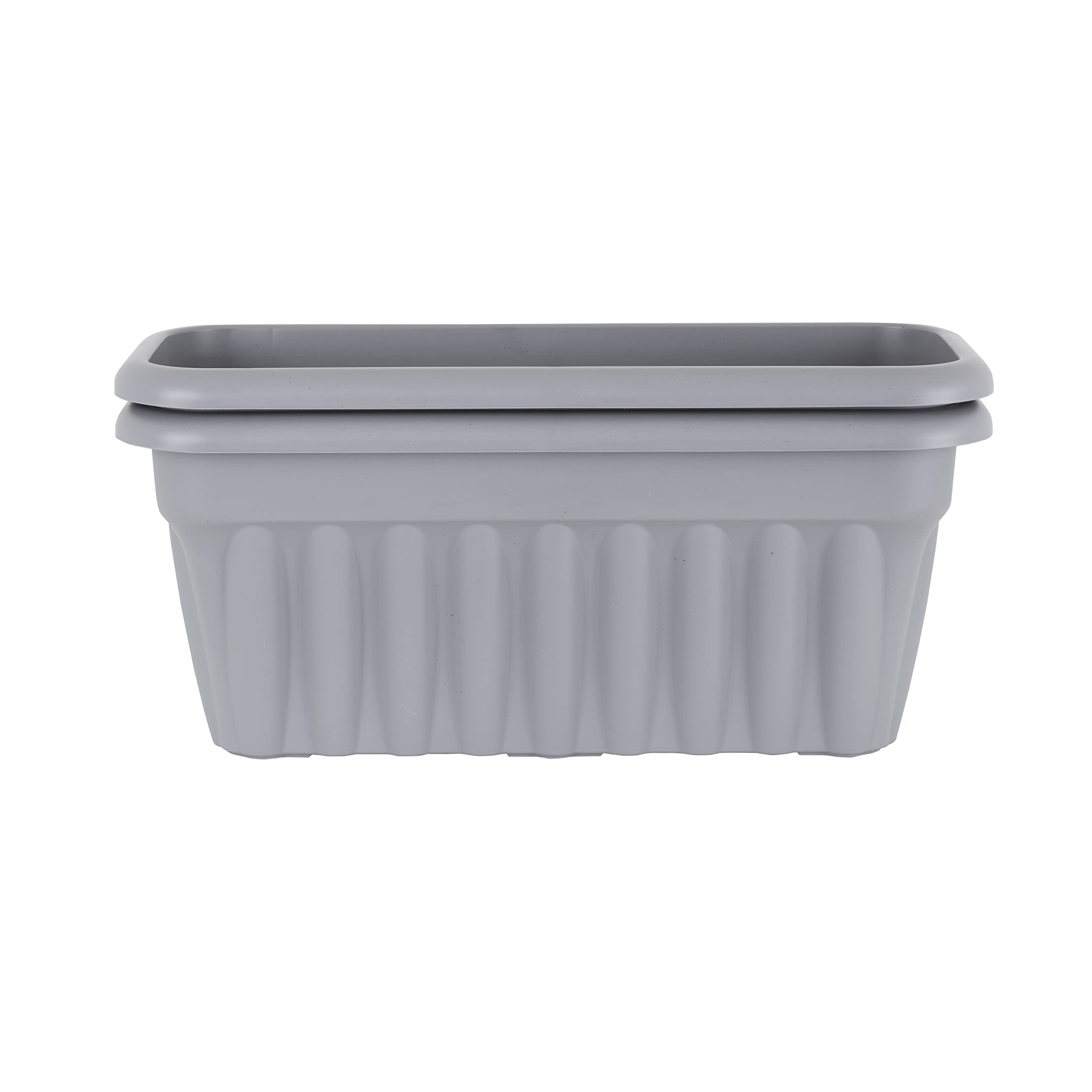 Wham Vista 2 x 60cm Rectangular Plastic Garden Troughs | 100% Recycled Plastic | Weather Resistant & Lightweight | Indoor & Outdoor Use | Drainage in UK - Upcycle Grey