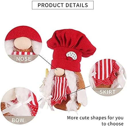 Miniatura 8 de 2 gnomos de Navidad, hechos a mano, de punto navideño, de pie, elfo, chef, decoración de elfo, peluche sueco, figura de muñeca de mesa para