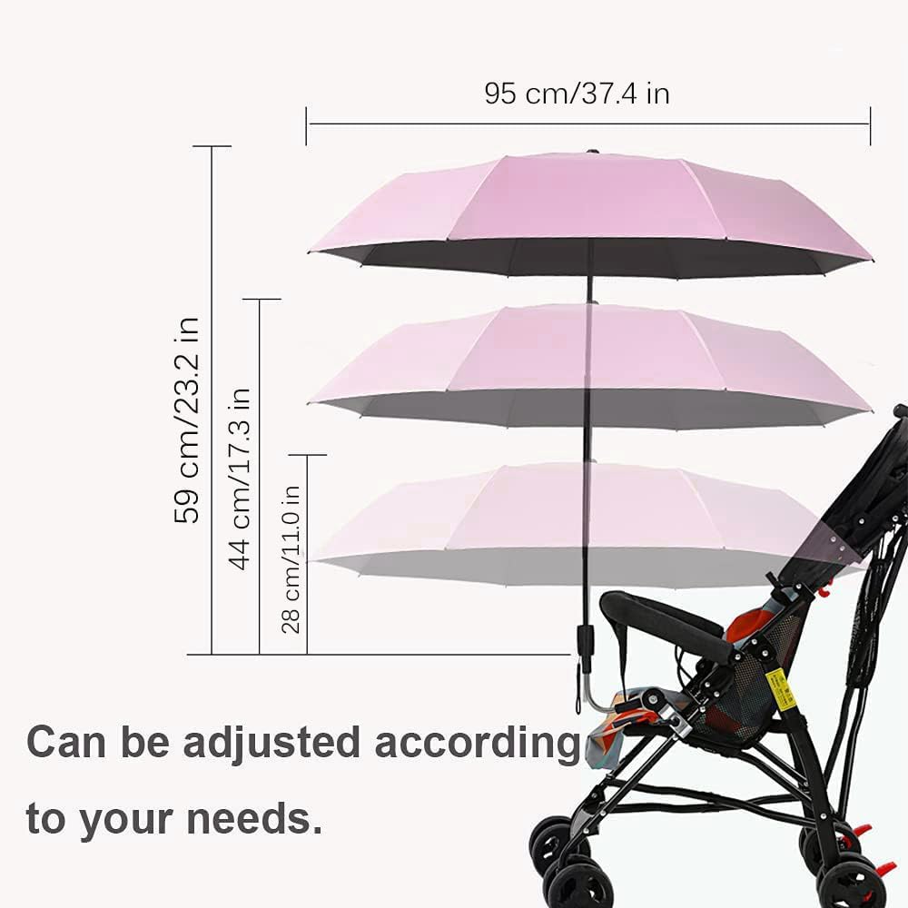 Nakazawa Pram Umbrella,Pram Parasol uv Protection, With Umbrella Clip Fixing Device, UPF 90+ UV Protect Pushchair Sun Parasol (pink) - Image 4
